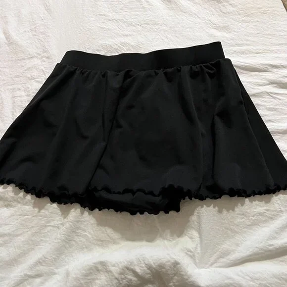 Catalina Black Ruffle Swim Skirt Bikini Bottom Size L Coverup